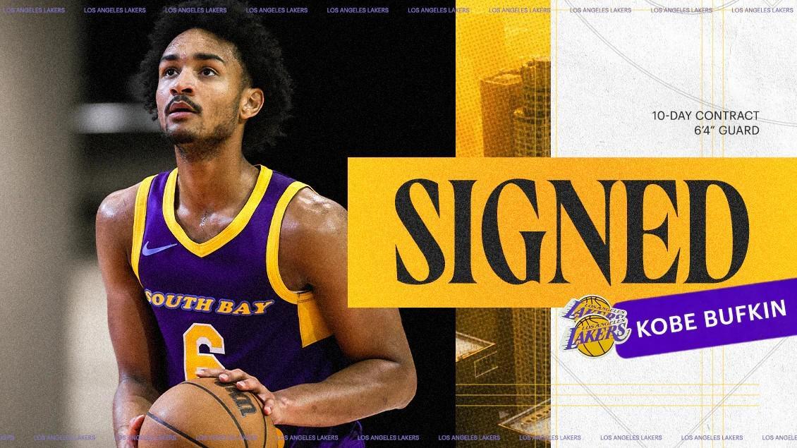 科比来了!官方:湖人与科比-巴夫金签下10天短合同,后者穿18号